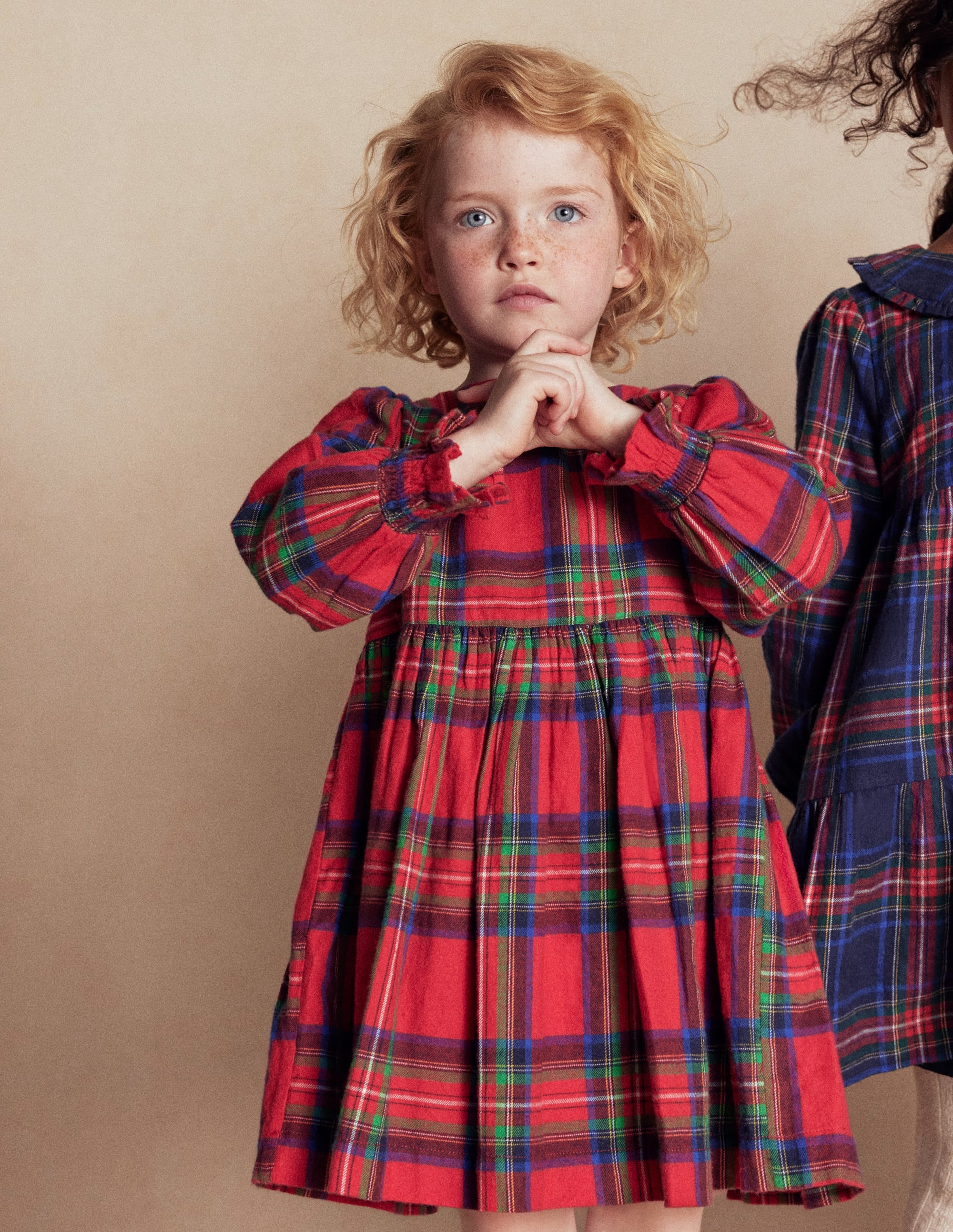 Madeline Long Sleeve Dress-Red Check - Image 4