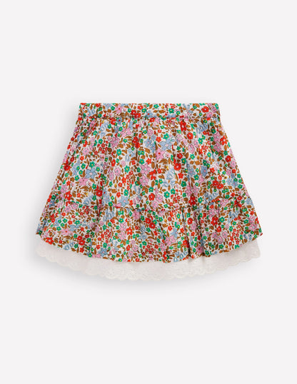 Printed Pull-on Woven Skirt-Rose Pink Flowerbed-2