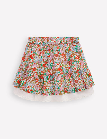 Printed Pull-on Woven Skirt-Rose Pink Flowerbed-1