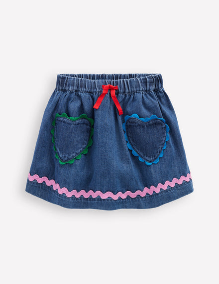 Ric Rac Skirt-Mid Vintage Denim