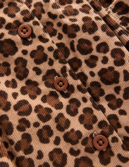 Button-through Mini Skirt-Leopard Print-4