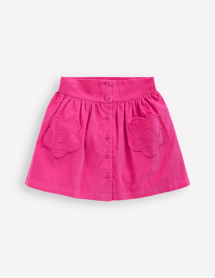 Button-through Mini Skirt-Raspberry Pink