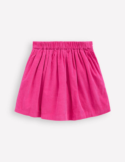 Button-through Mini Skirt-Raspberry Pink-3