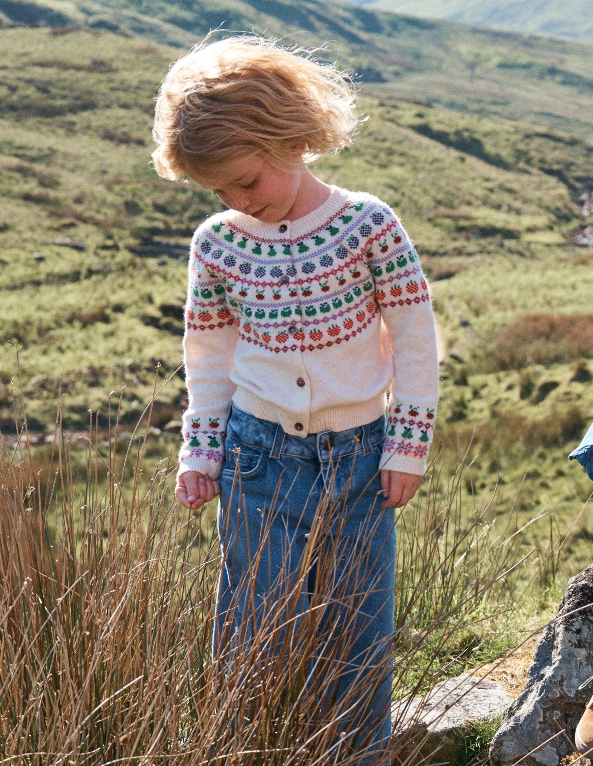 Edie Fair Isle Logo Cardigan-Ecru Marl Fruit - Image 4