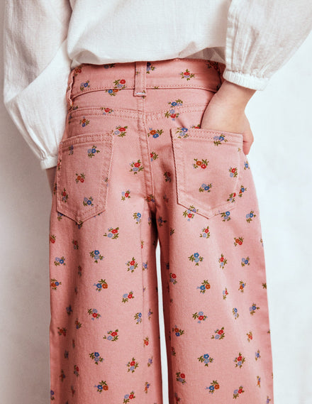 Wide Leg Trouser-Vintage Pink Ditsy