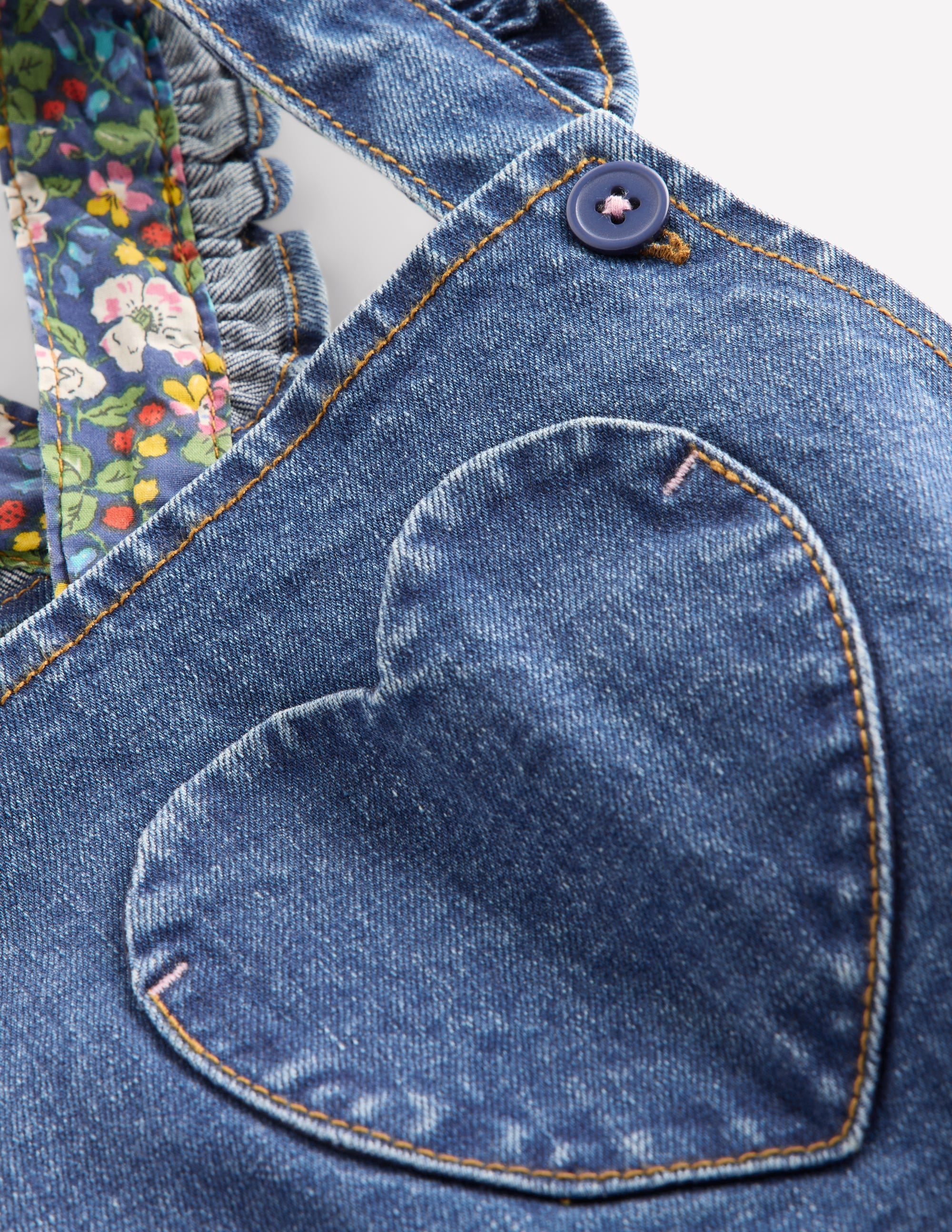 Frill Dungarees-Mid Vintage Heart Applique - Image 3