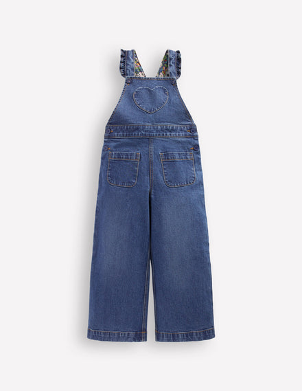 Frill Dungarees-Mid Vintage Heart Applique