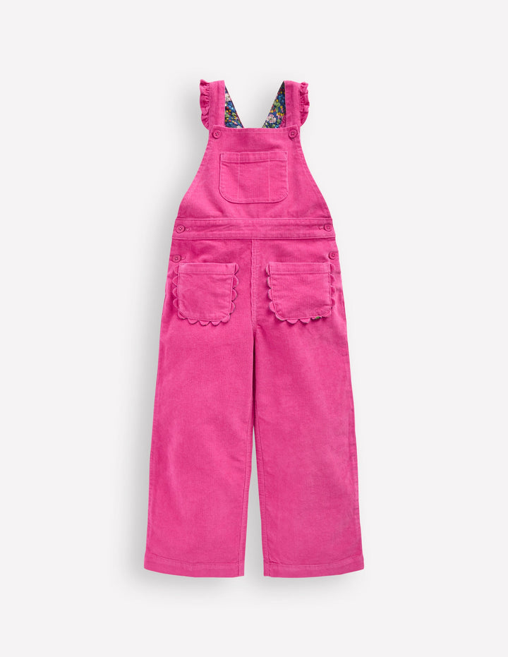Frill Dungarees-Raspberry Pink