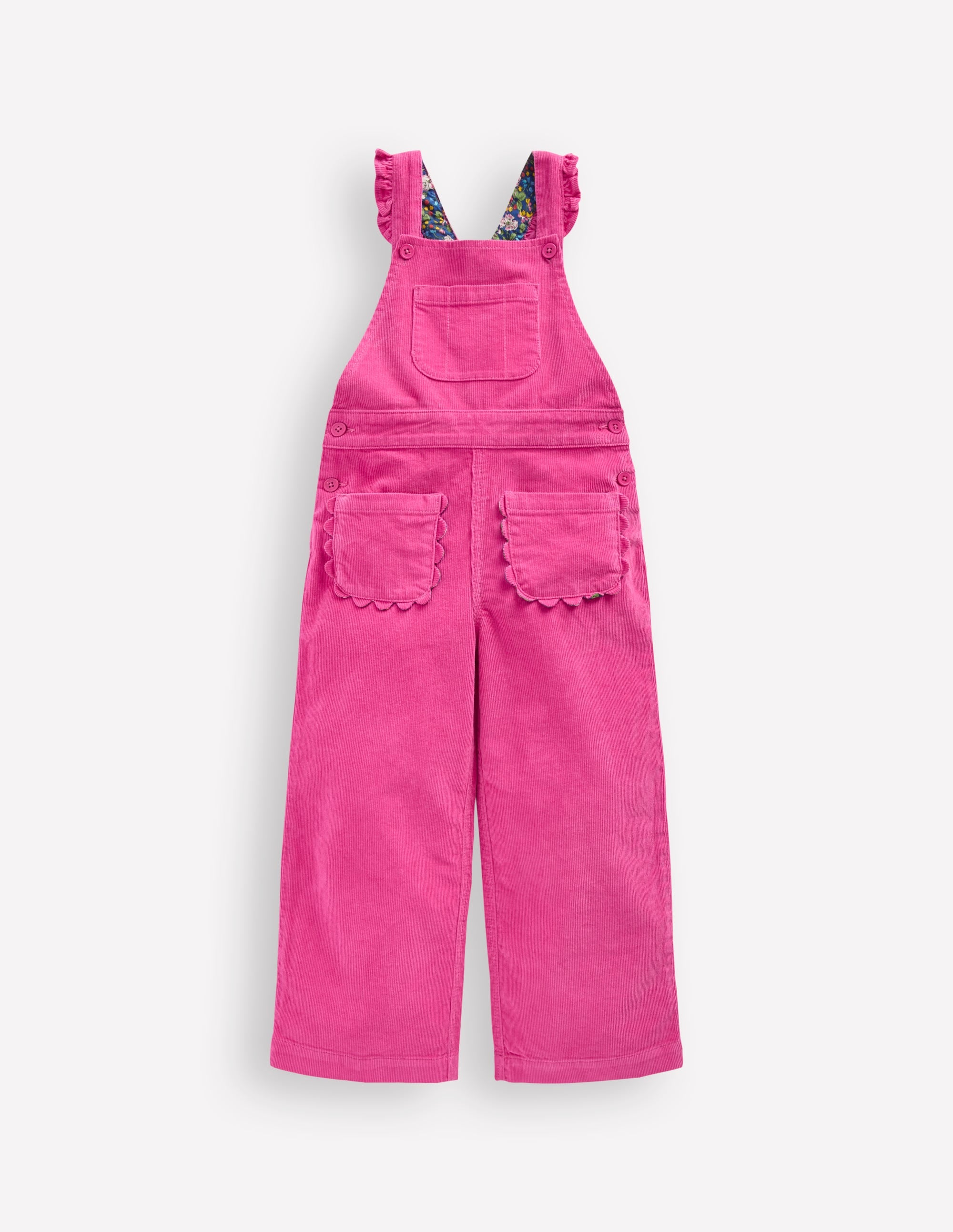 Frill Dungarees-Raspberry Pink - Image 1