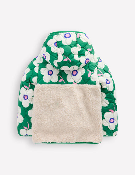 Janie Borg Mix Jacket-Rich Emerald Green Giant Daisy