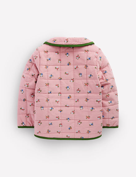 Pretty Cord Collar Jacket-Vintage Pink Ditsy