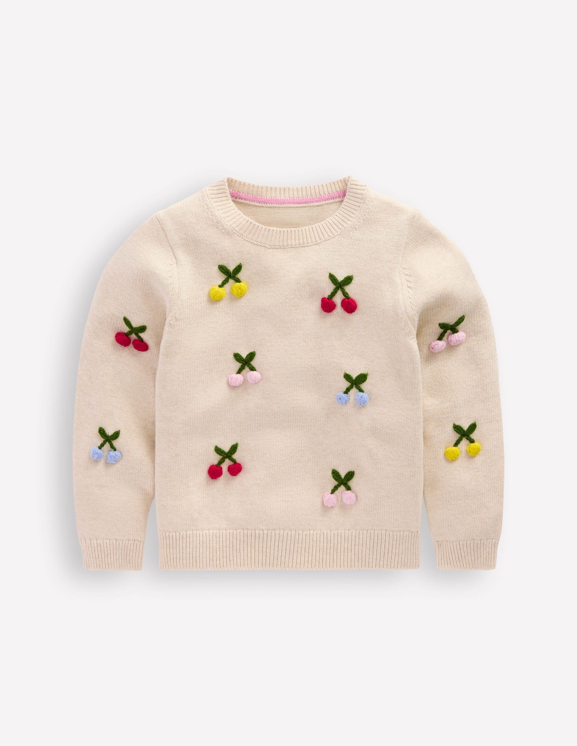 Fun Logo Jumper-Oatmeal Melange Cherries - Image 1