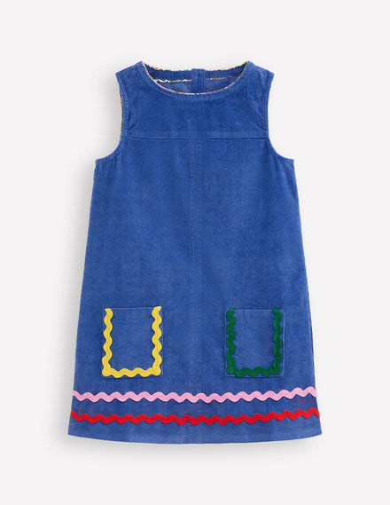 Saffy Cord Pinafore Dress-Bluejay