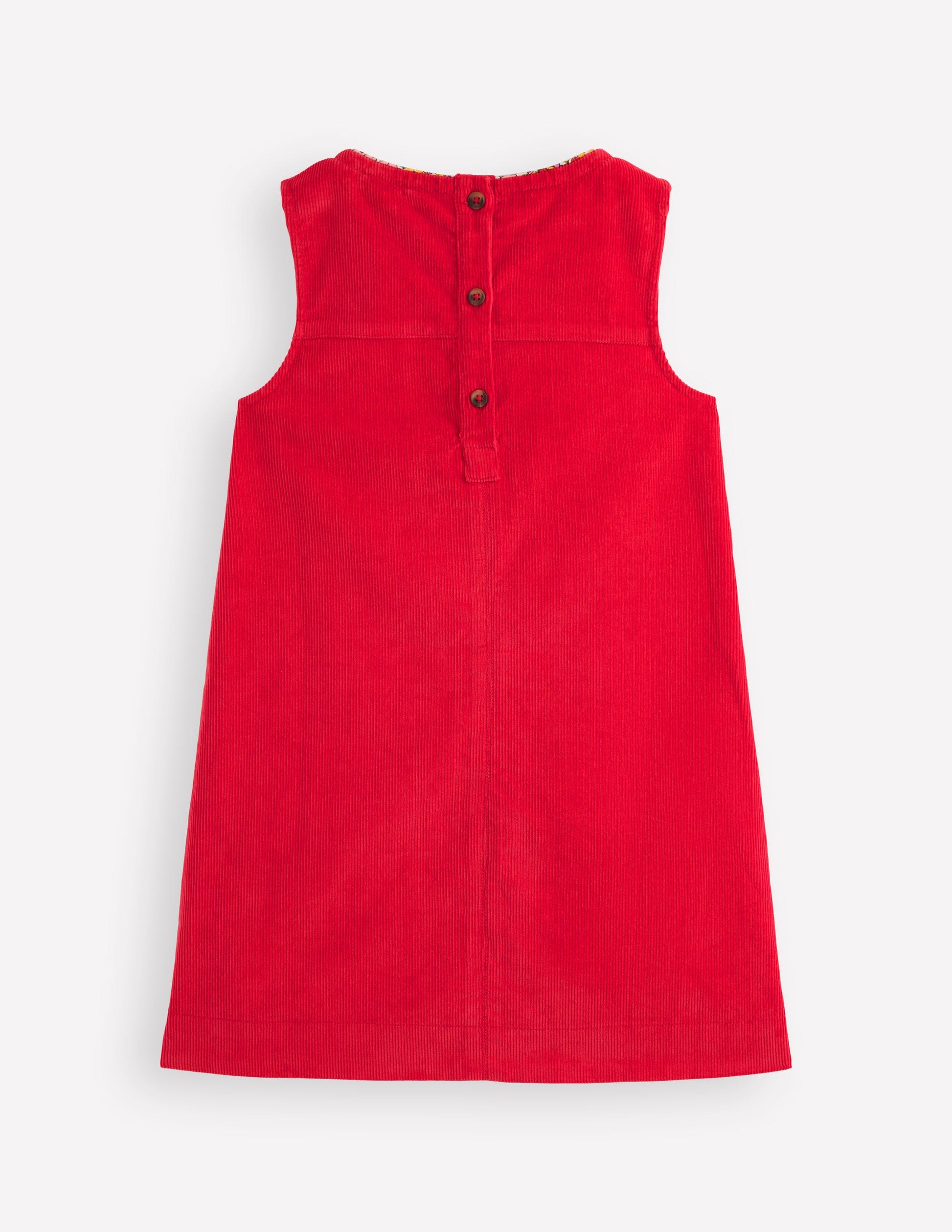 Saffy Cord Pinafore Dress-Poppy Red-3