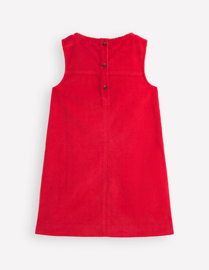 Saffy Cord Pinafore Dress-Poppy Red-3