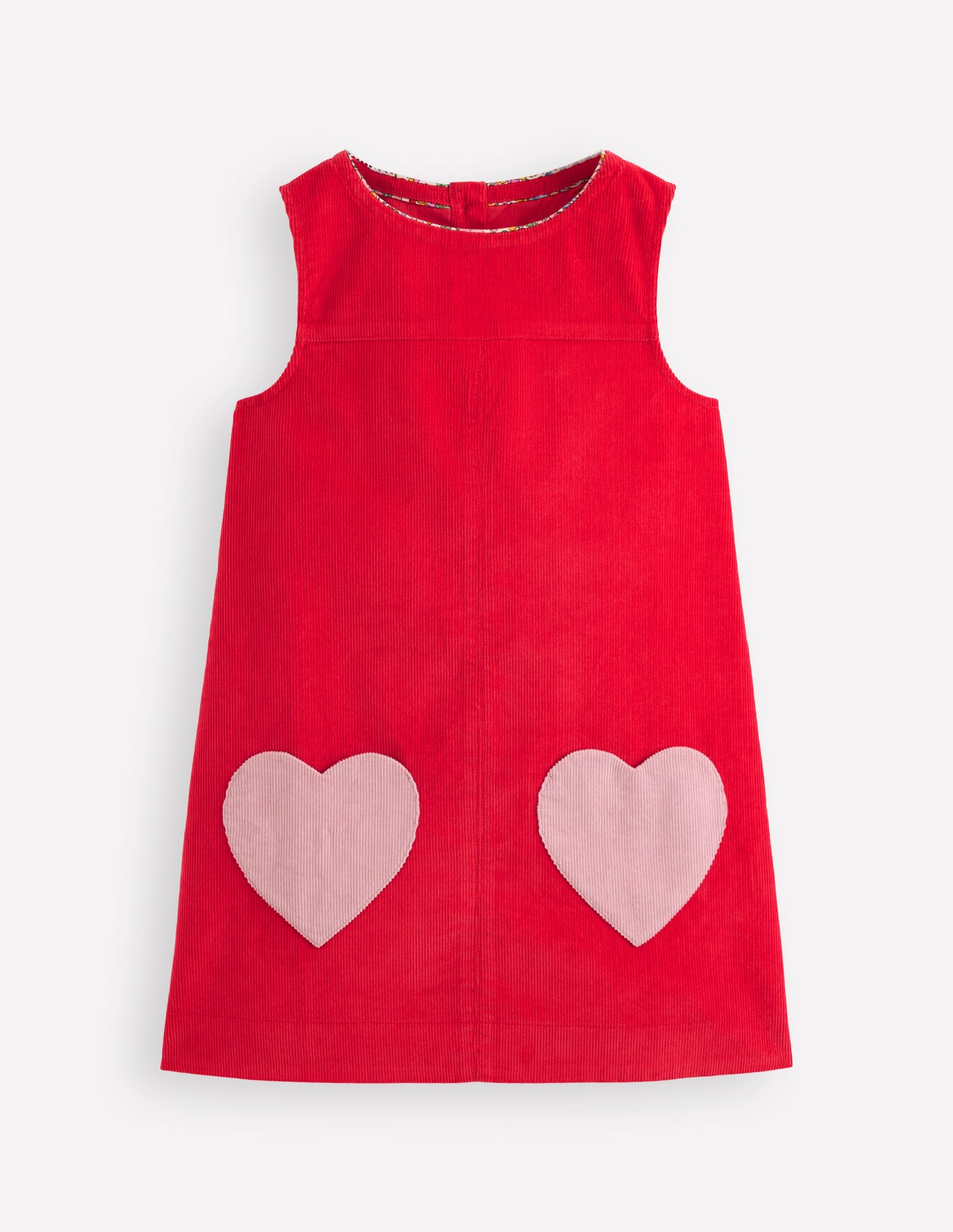 Saffy Cord Pinafore Dress-Poppy Red-2