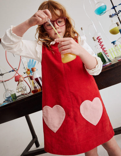 Saffy Cord Pinafore Dress-Poppy Red-1