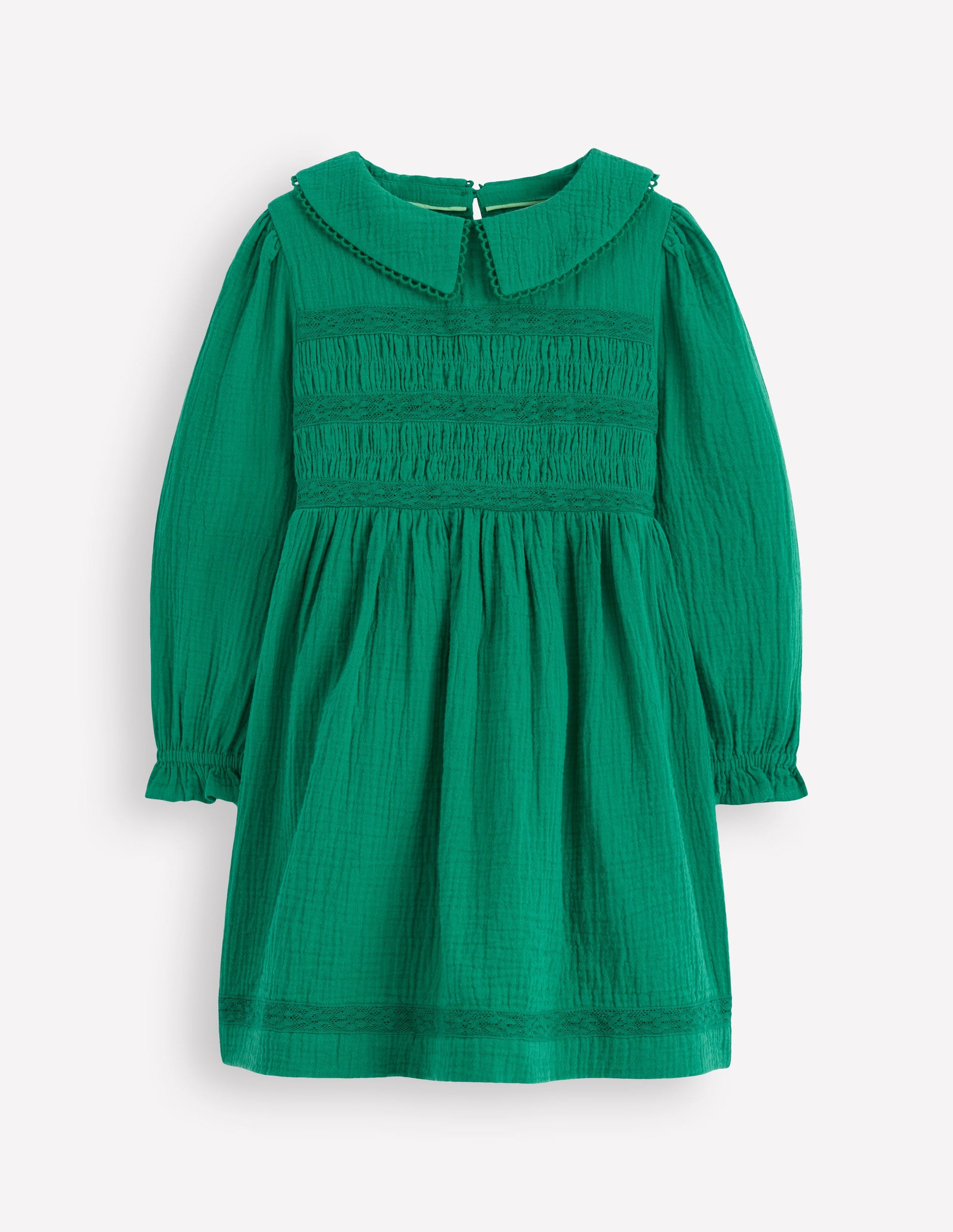 Double Cloth Collared Dress-Shady Green-2