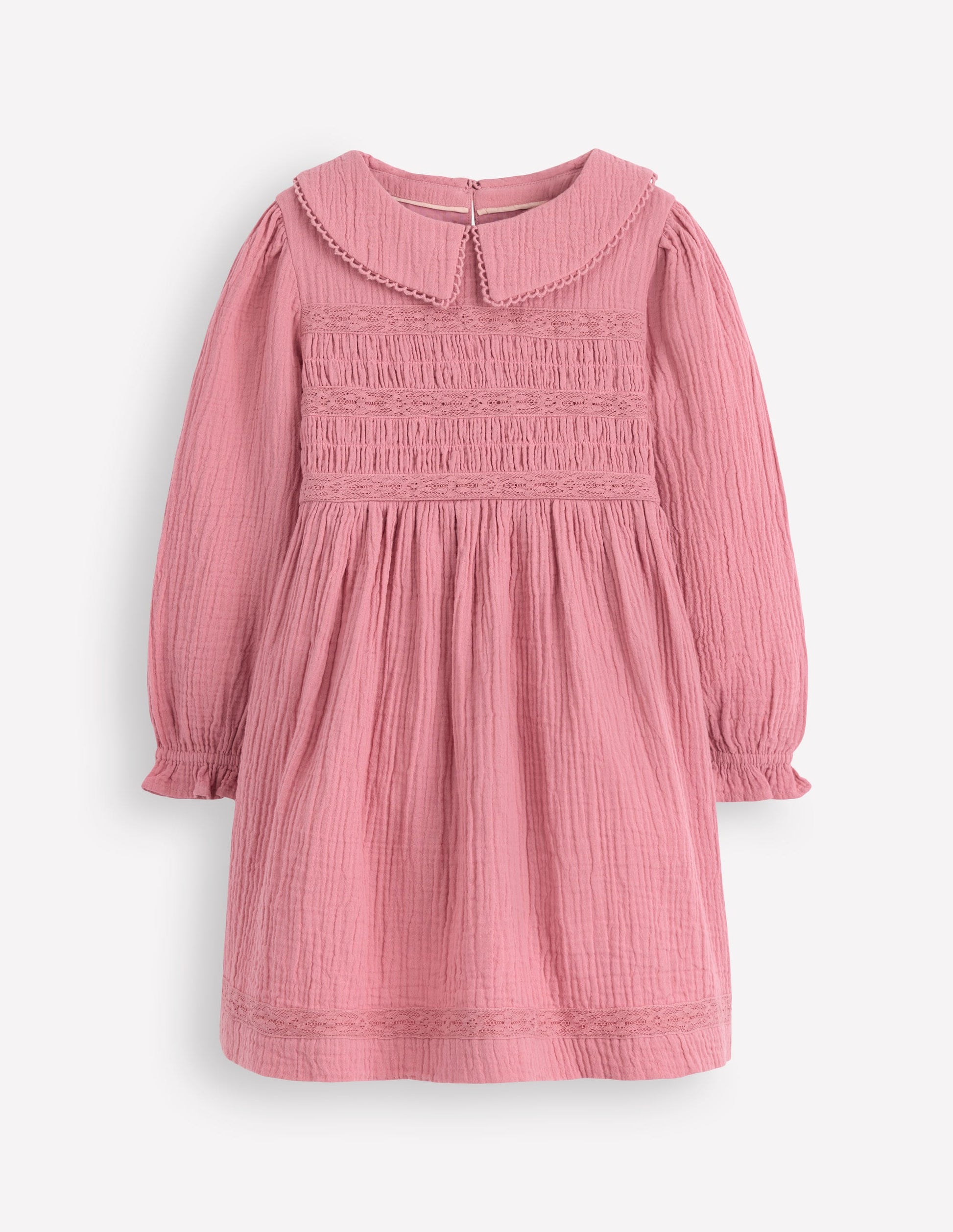 Double Cloth Collared Dress-Pink Heather-2