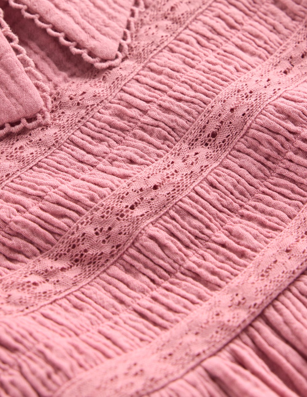 Double Cloth Collared Dress-Pink Heather