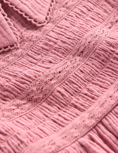 Double Cloth Collared Dress-Pink Heather-4