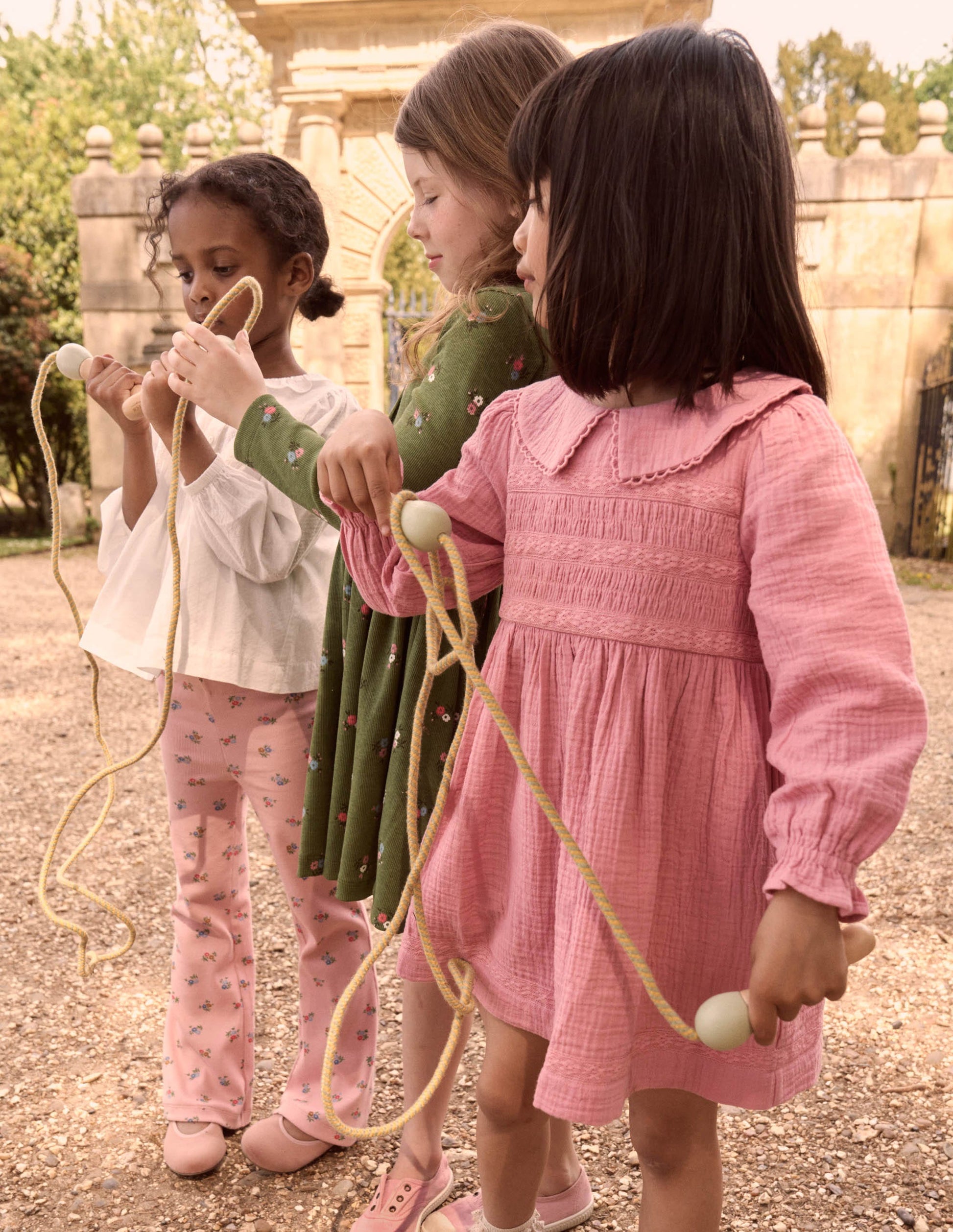 Double Cloth Collared Dress-Pink Heather-1