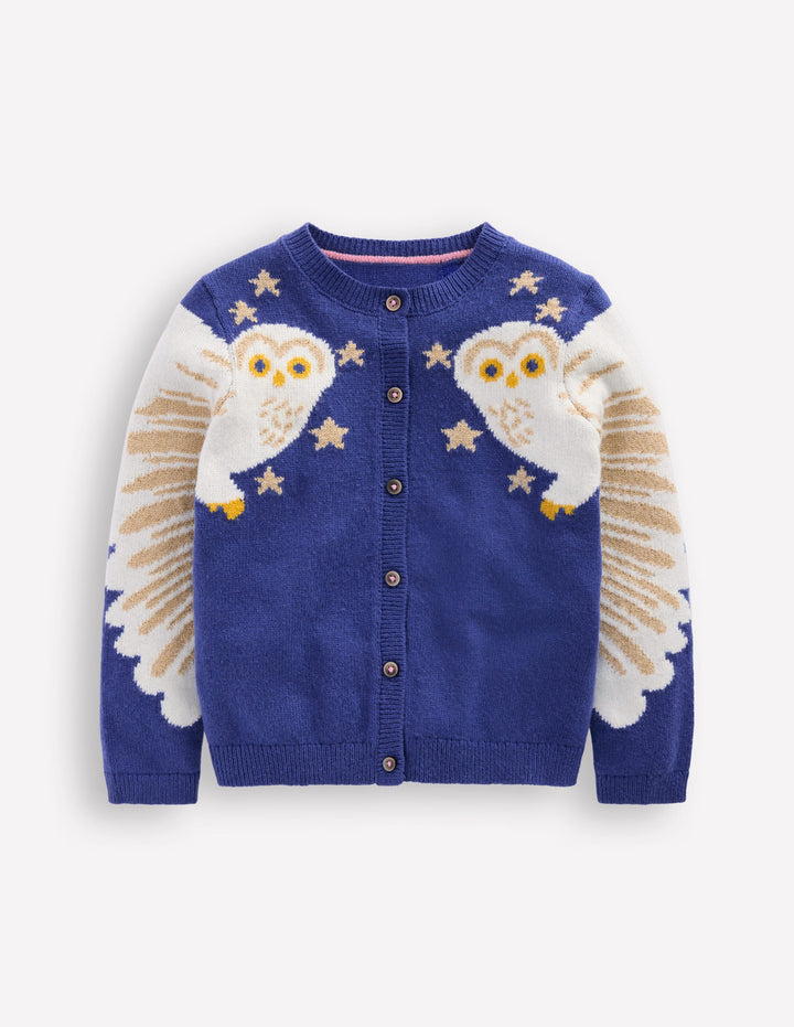 Fun Logo Cardigan-Sapphire Blue Owls