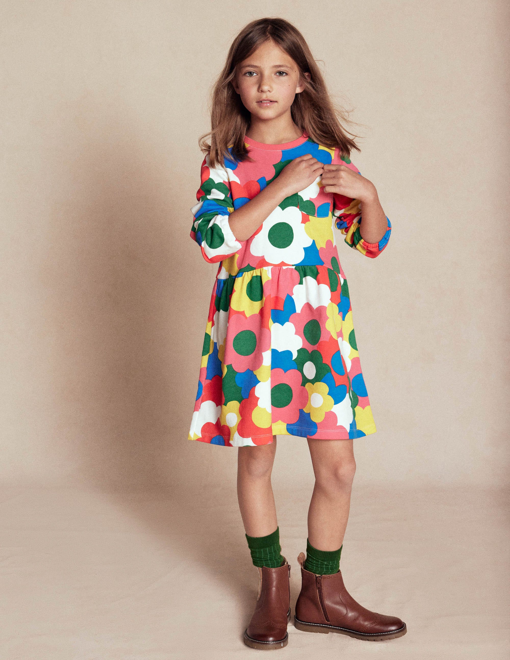 Minna Sweatshirt Dress-Multi Rainbow Flower - Image 4