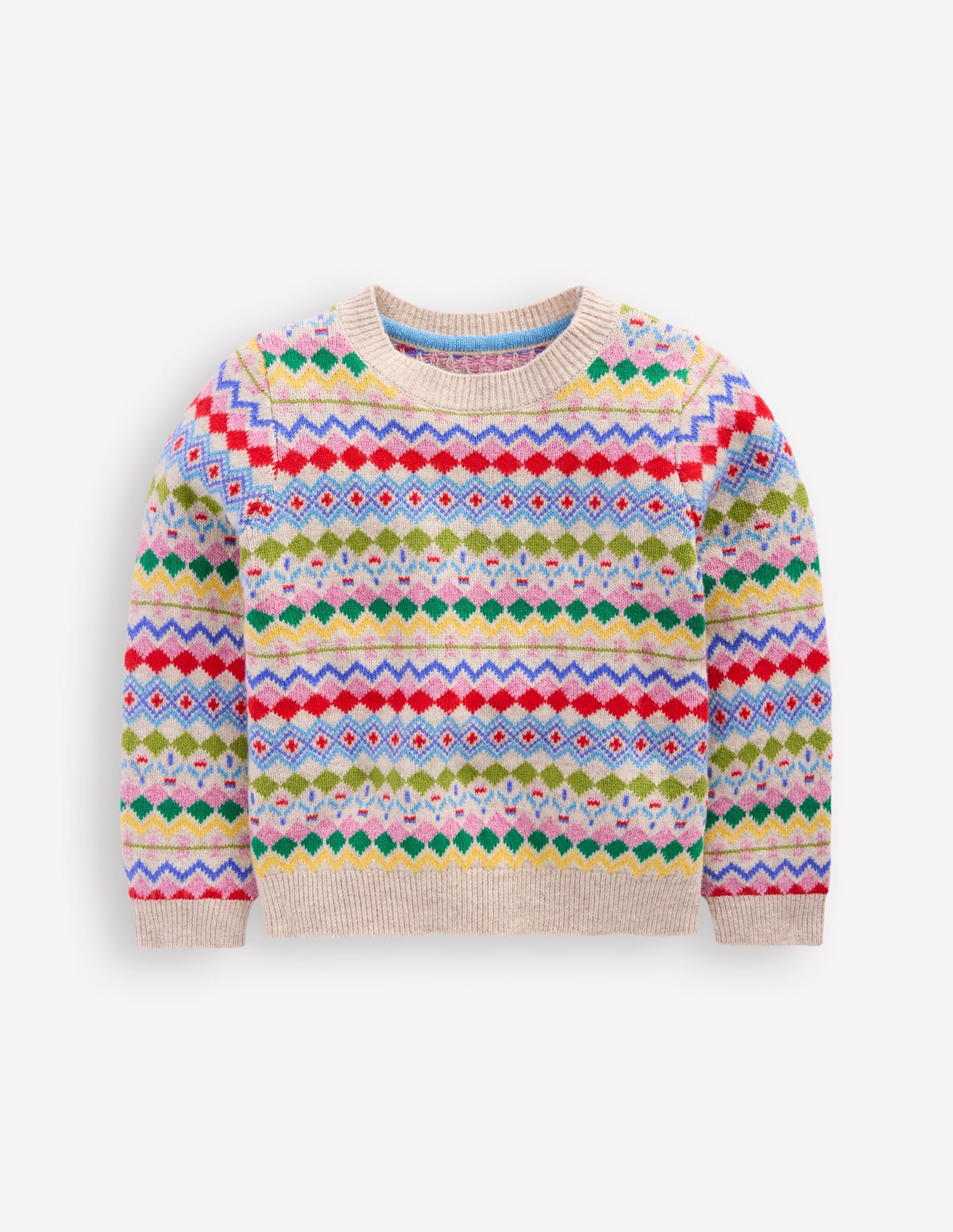 Eleanor Fair Isle Jumper-Oatmeal Melange Fair Isle-2