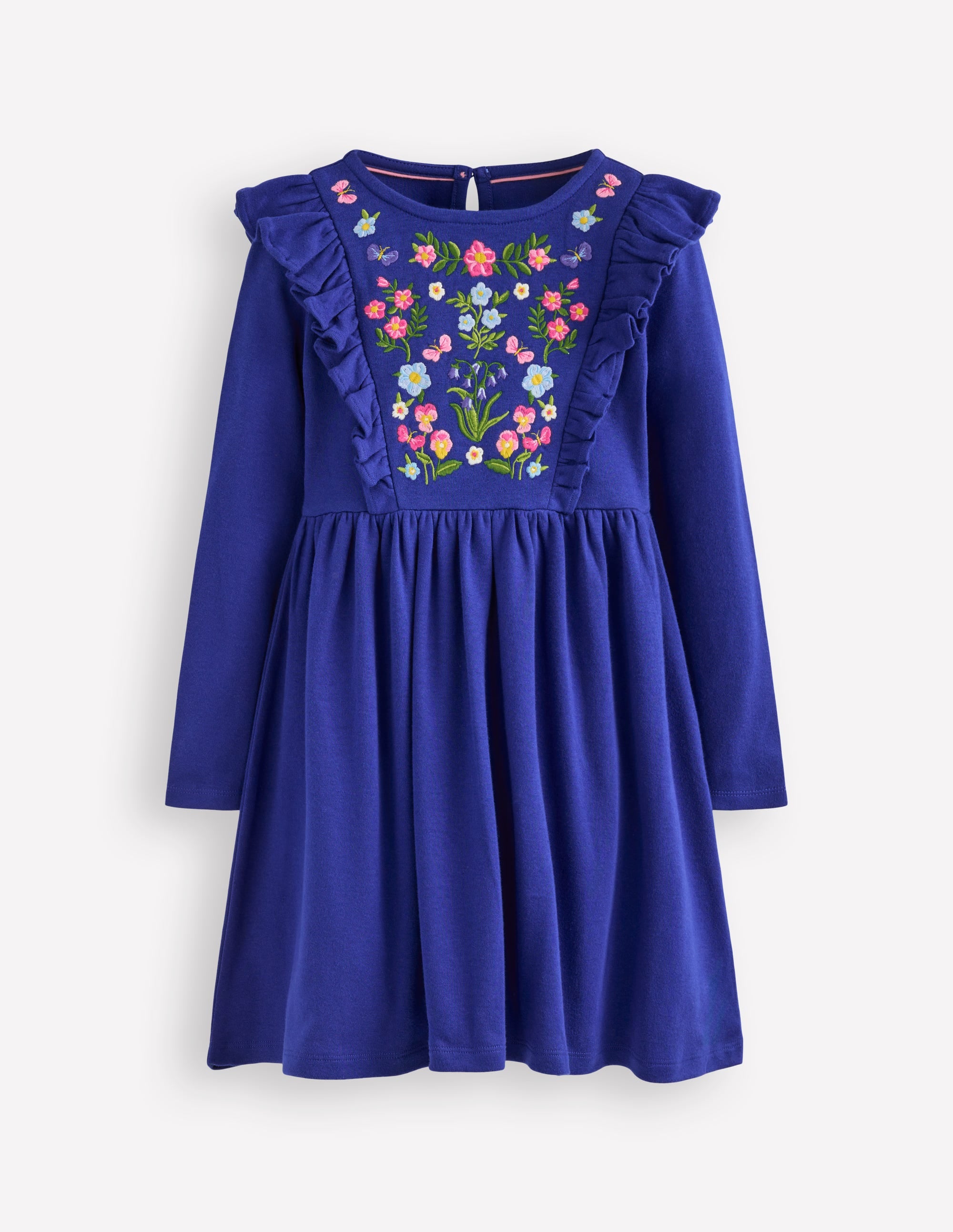 Embroidered Bodice Dress-Sapphire Blue - Image 1