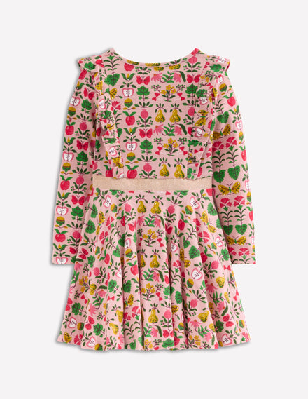 Cora Twirly Jersey Dress-Vintage Pink Autumn Tapestry