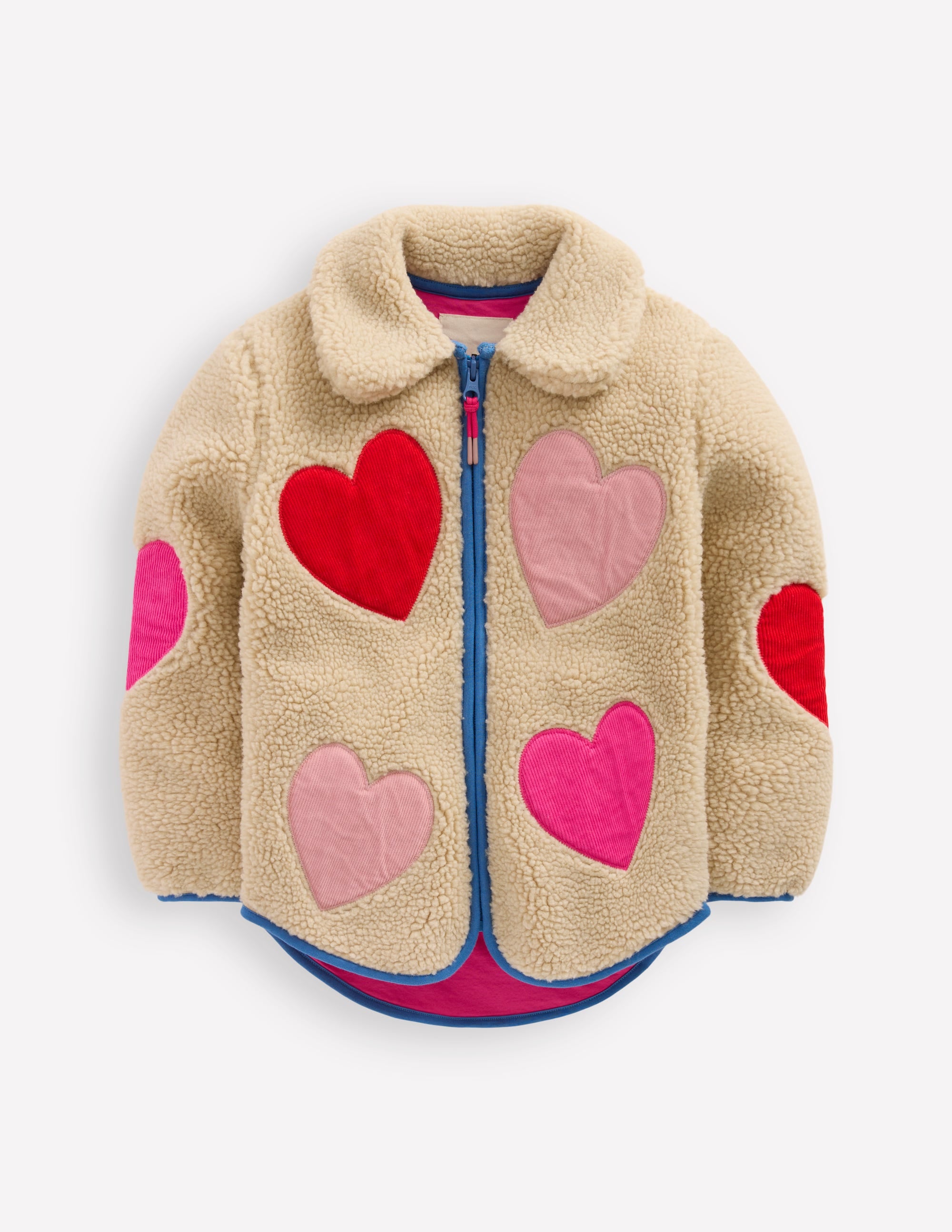 Collared Borg Zip Through-Applique Hearts - Image 1