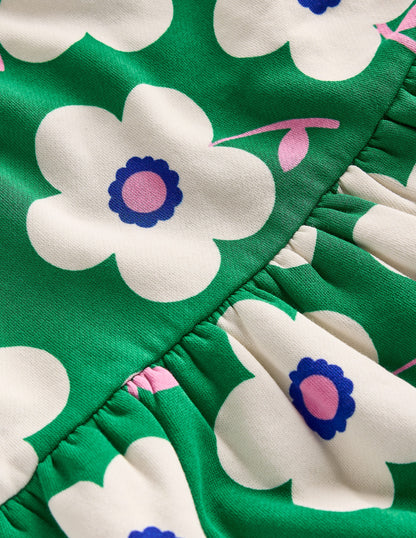 Cosy Sweatshirt Dress-Rich Emerald Giant Daisy-3