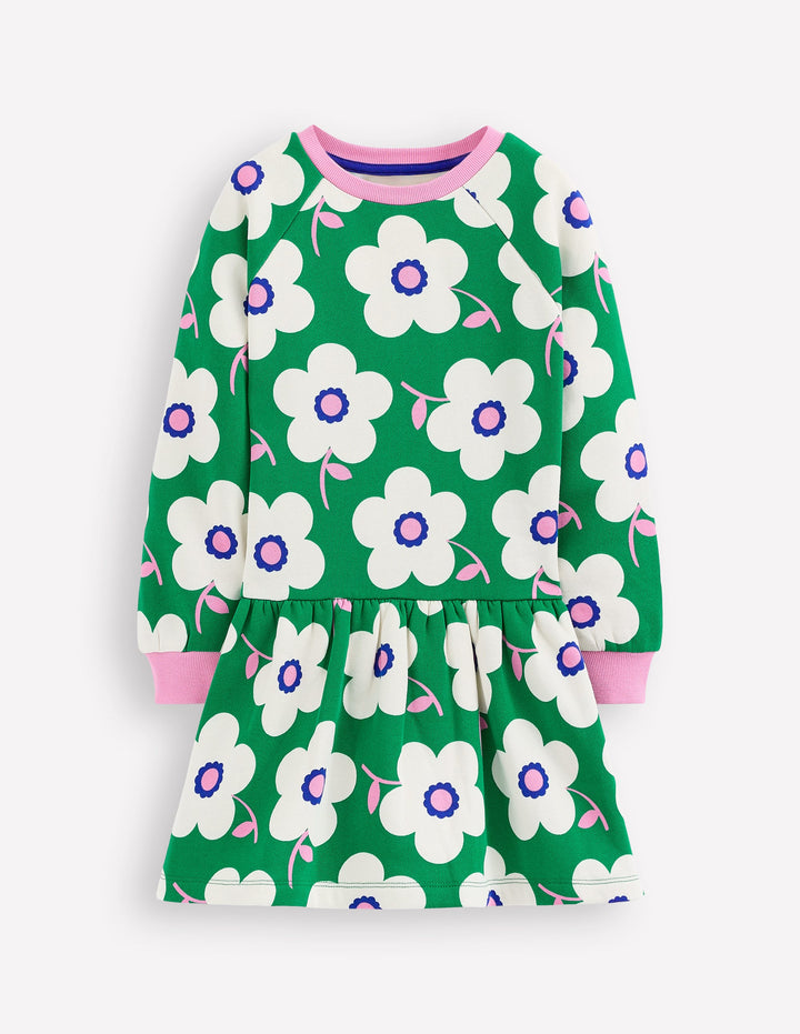 Cosy Sweatshirt Dress-Rich Emerald Giant Daisy
