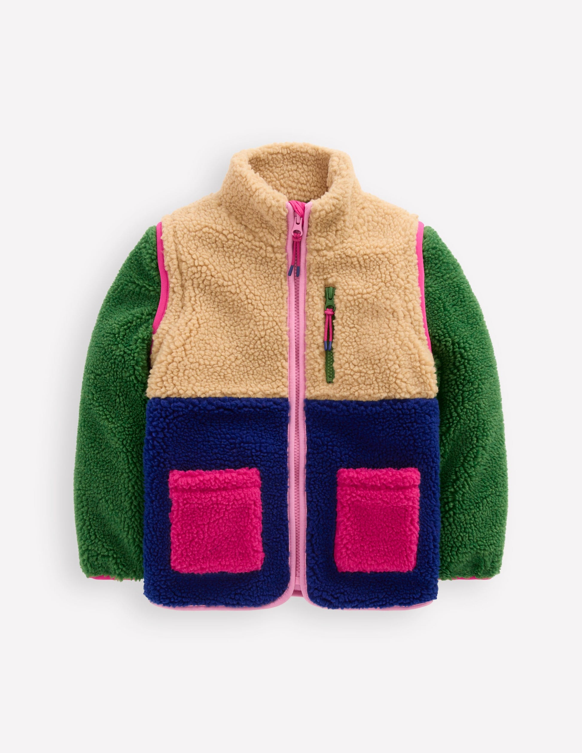 2-in-1 Borg Jacket-Colourblock Multi-1