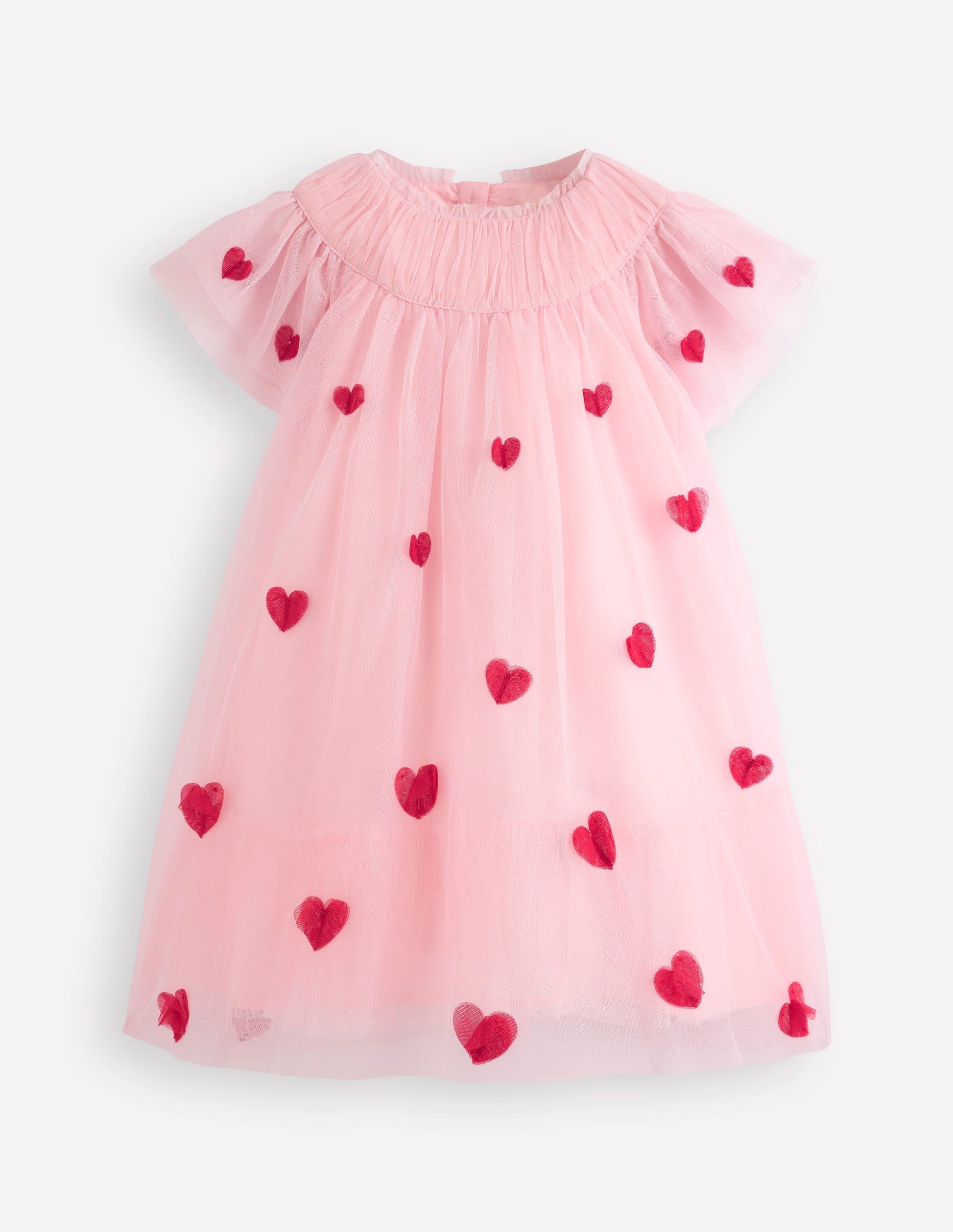 Tiered Tulle Dress-Chalk Pink Hearts | Boden Global Tiered Tulle Dress-Chalk Pink Hearts | Boden Global