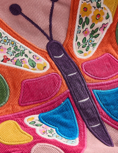 Cord Appliqué Pinafore Dress-Formica Pink Butterfly-4