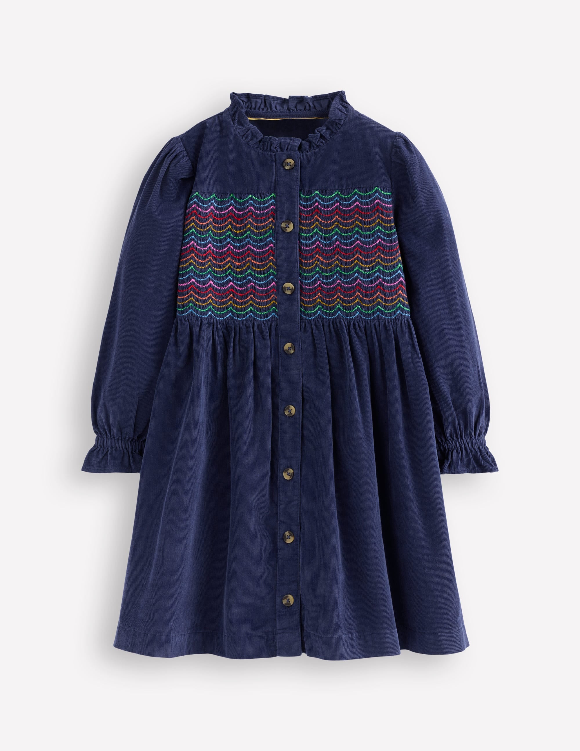 Suki Long Sleeve Smocked Dress-College Navy - Image 1