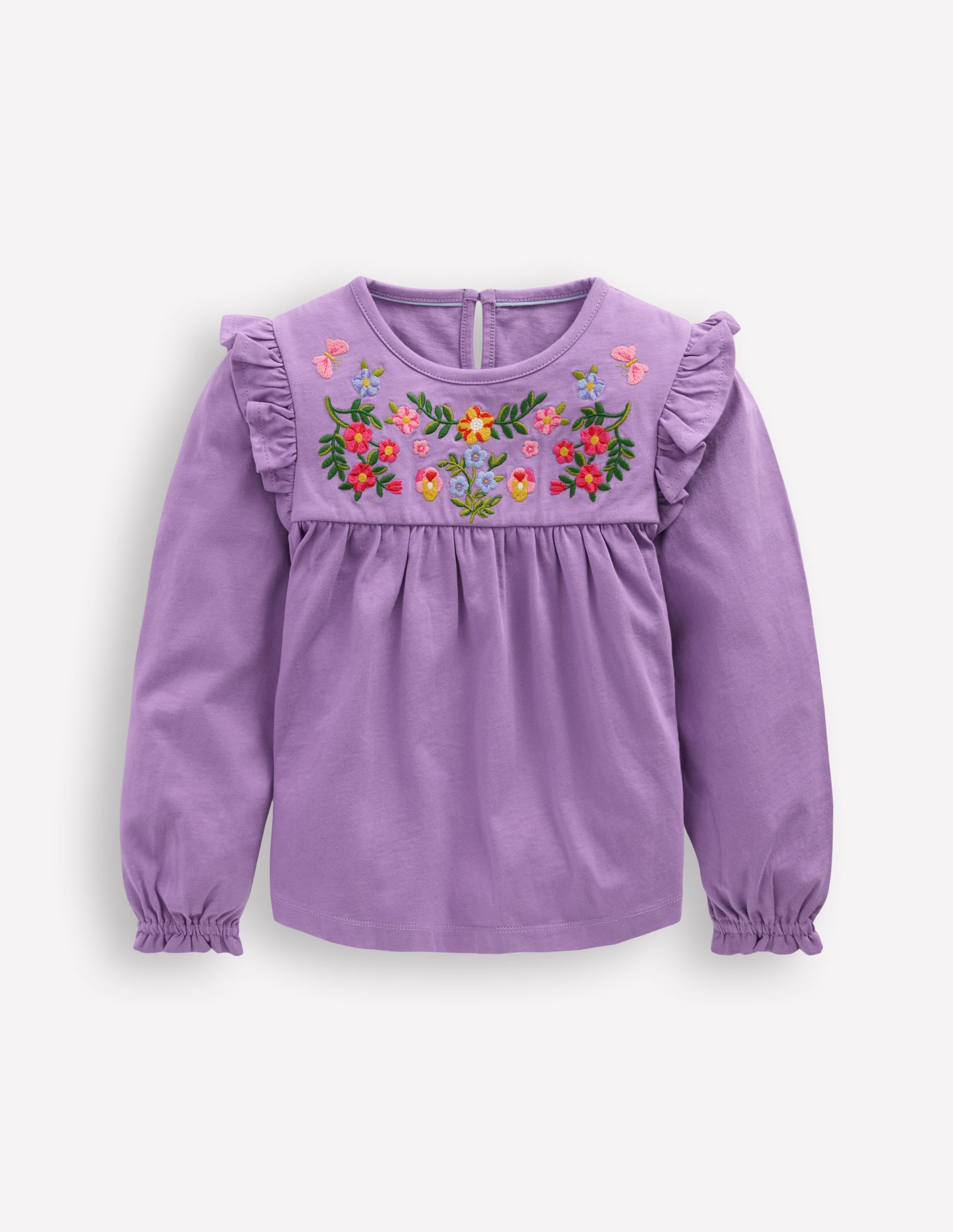 Embroidered Jersey Yoke Top-Aster Purple Embroidery - Image 1