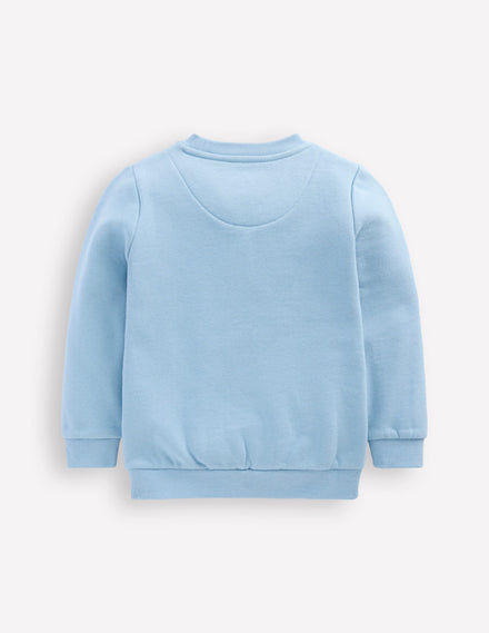 Applique Sweatshirt-Glacier Blue Cat