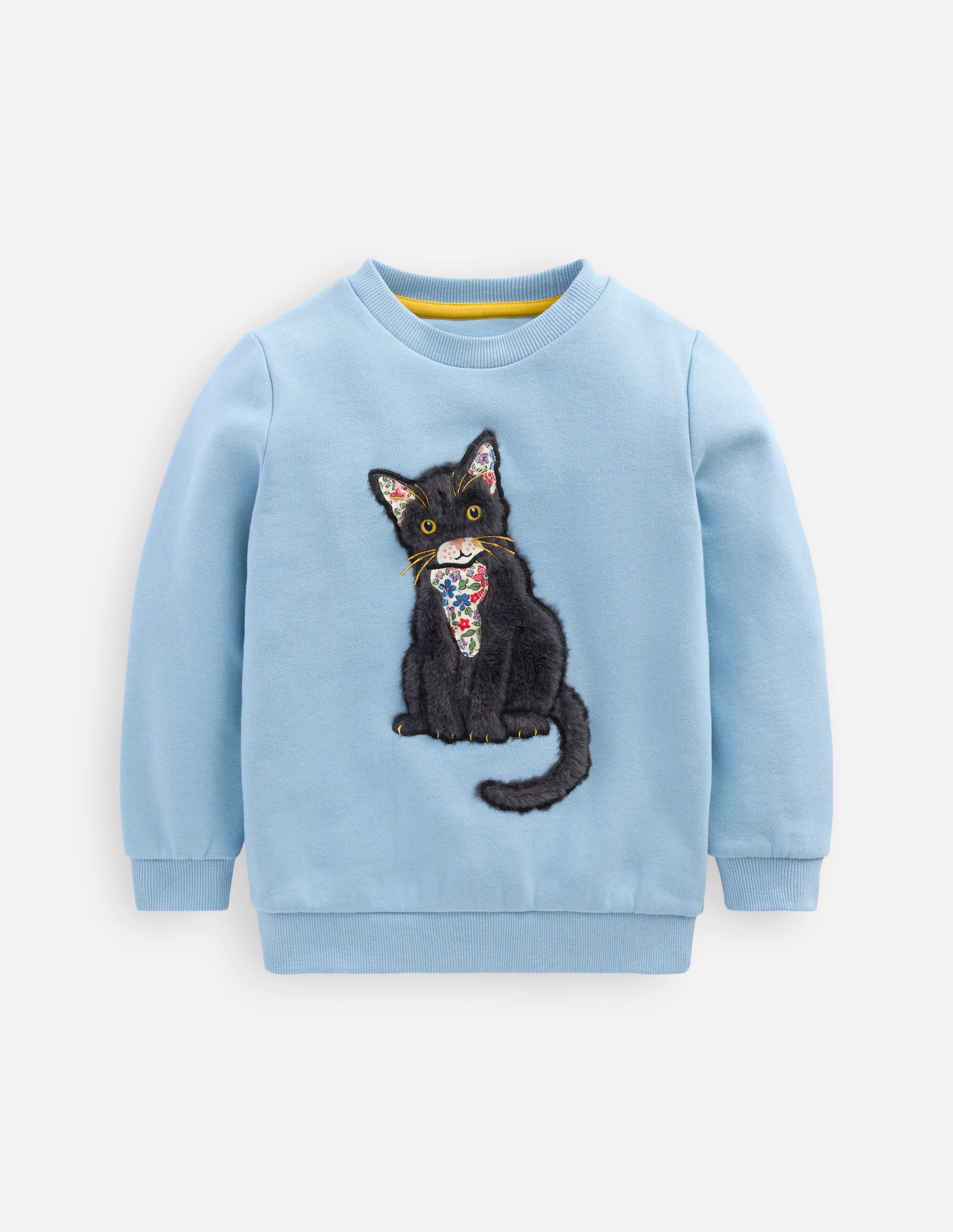 Applique Sweatshirt-Glacier Blue Cat - Image 1