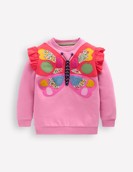 Applique Sweatshirt-Formica Pink Butterfly