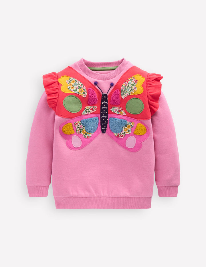 Applique Sweatshirt-Formica Pink Butterfly