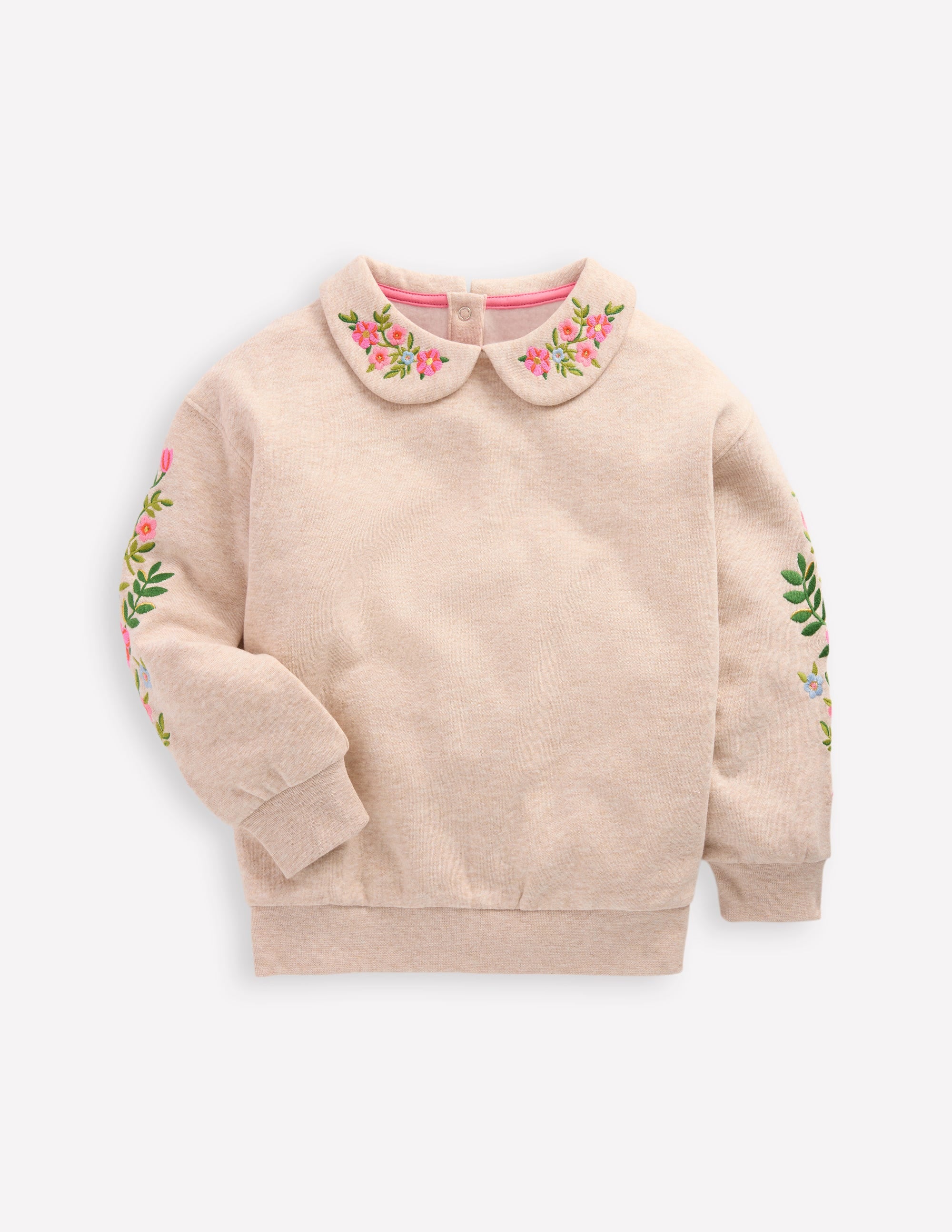 Embroidered Sweatshirt-Oatmeal Marl Embroidery - Image 1