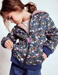 Reversible Borg Hoodie-Starboard Blue Berry Floral