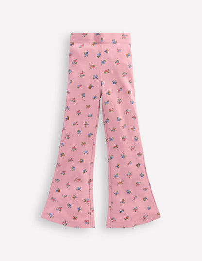 Ribbed Flare Leggings-Vintage Pink Spaced Ditsy-3