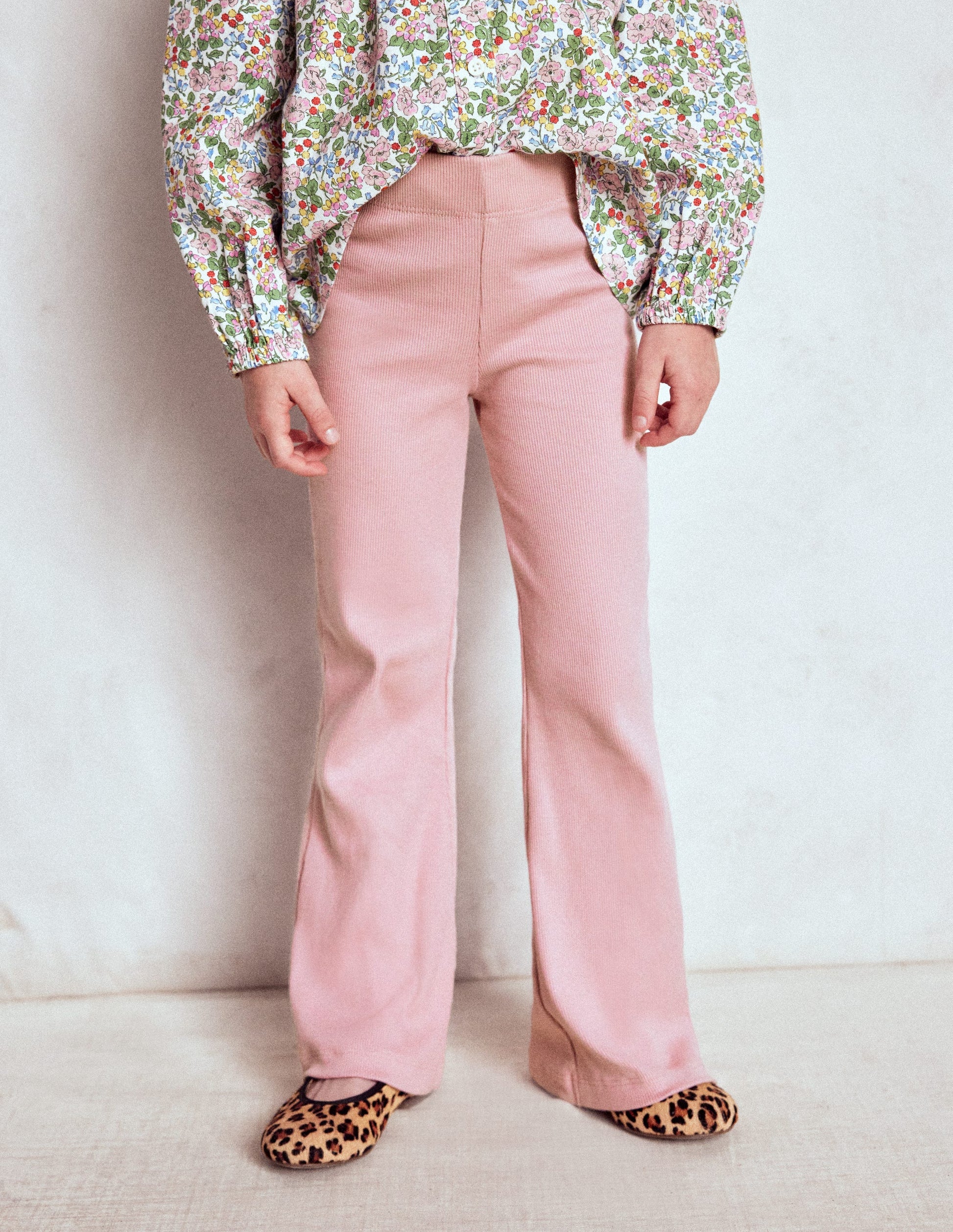 Ribbed Flare Leggings-Vintage Pink-2