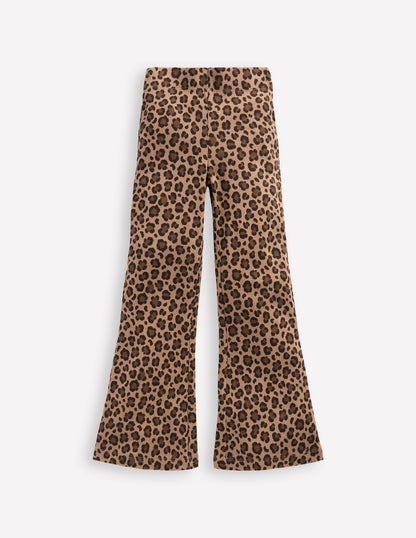 Ribbed Flare Leggings-Leopard-1