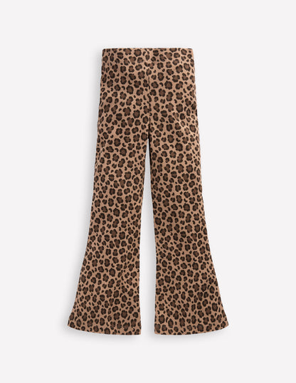 Ribbed Flare Leggings-Leopard-2