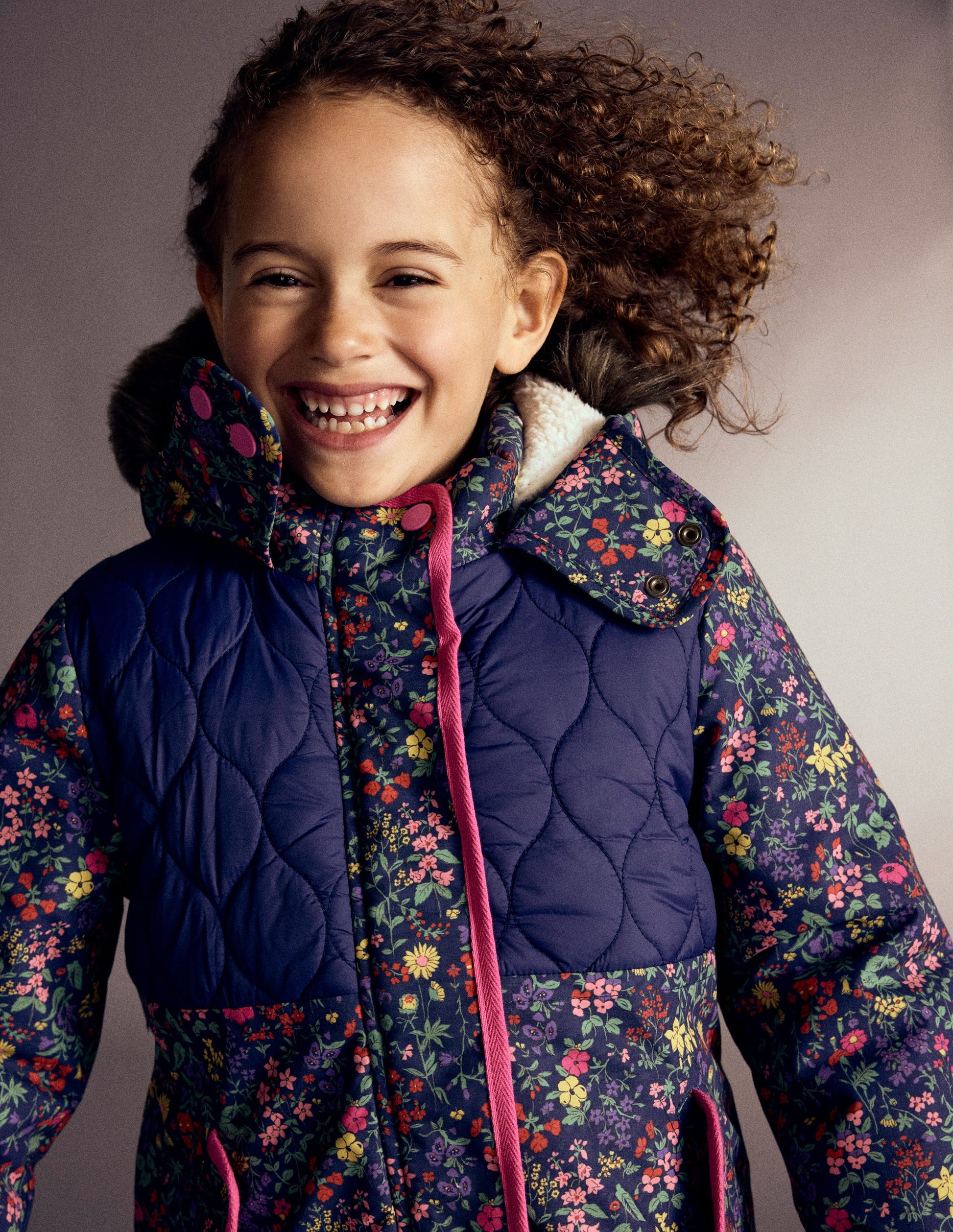 Joni Quilted Parka Coat-Blue Flower Meadow-1